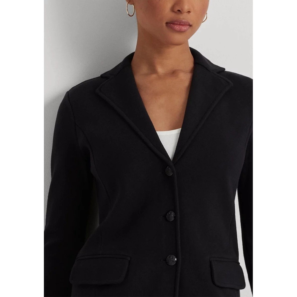 Lauren Ralph Lauren Blazer Women's Sz 2X Black Combed Cotton Knit Preppy